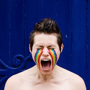 rainbow painted on crying face